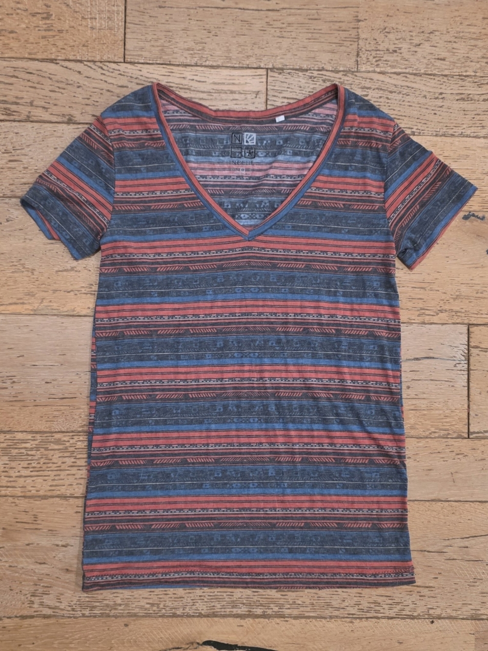 2000's Vintage PacSun Nollie Striped pattern v neck tee